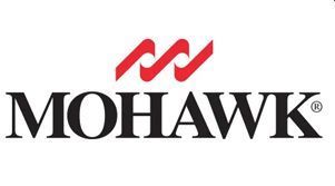Mohawk logo: Red wave symbol above black text 