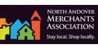 North Andover Merchants Association logo with colorful houses and tagline, “Stay local. Shop locally.”