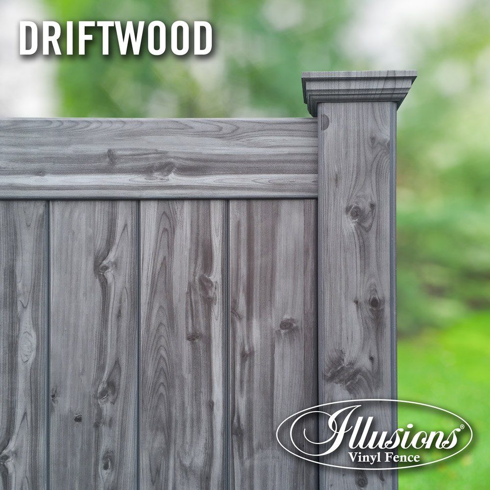 A wooden fence with the word driftwood on it.