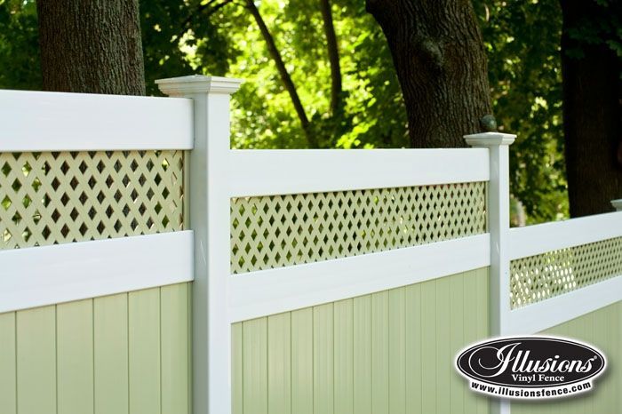A green and white fence with illusions written on the bottom