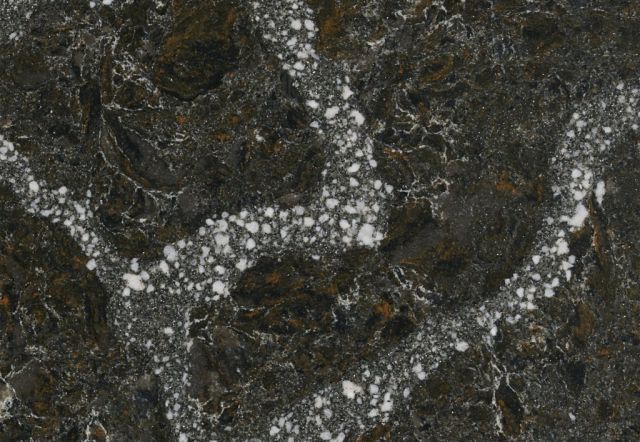 Dark countertop with white veining.