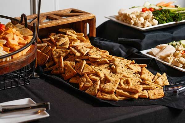 There are many different types of food on the table.