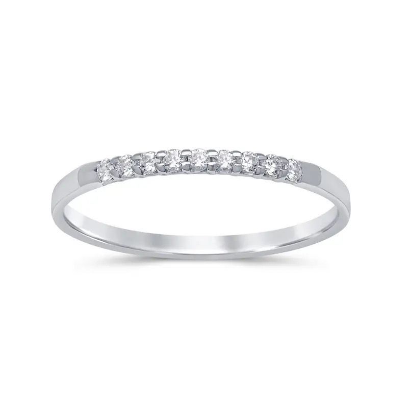 Silver diamond eternity ring on a white background