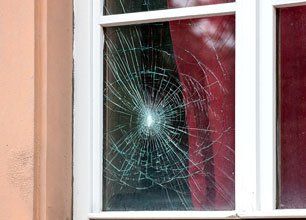 Cracked window of a house