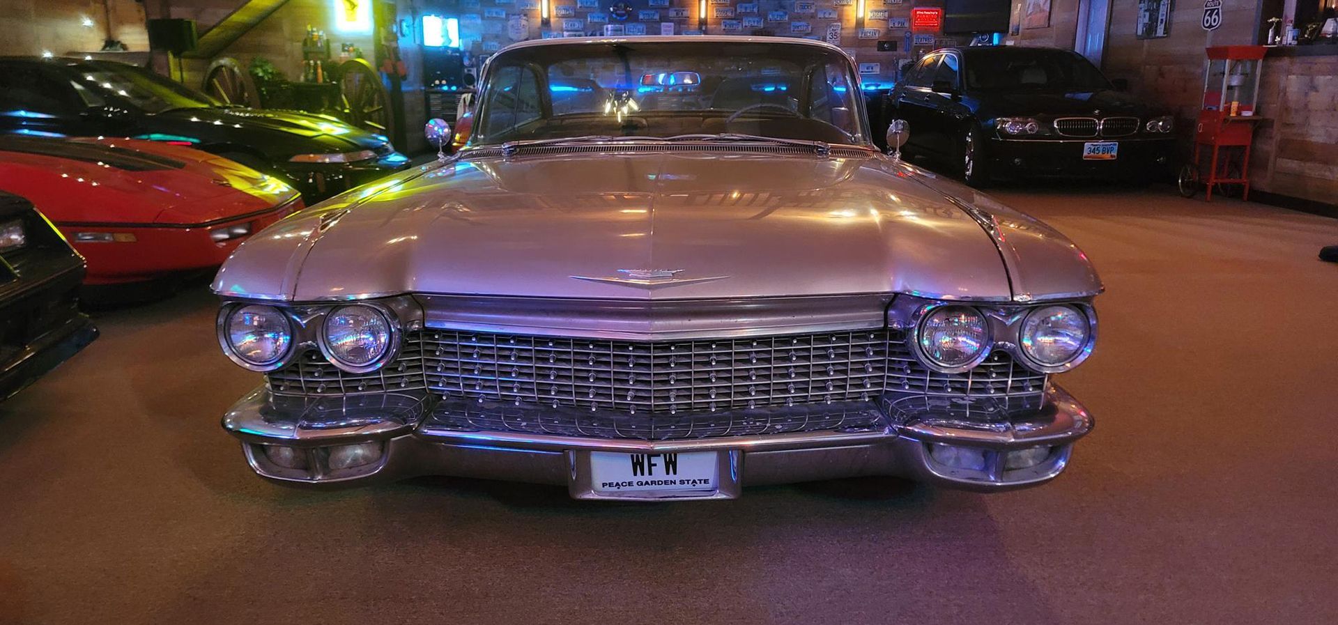 Front view of a brown vintage car
