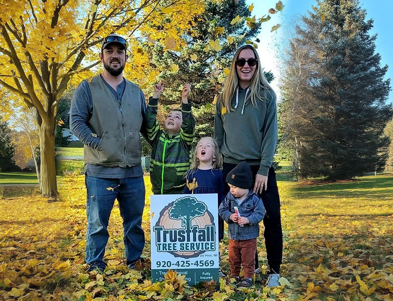 A man is standing in a bucket on top of a tree.