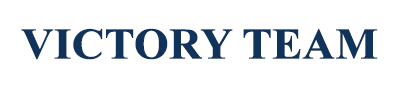 The word victory team is on a white background.