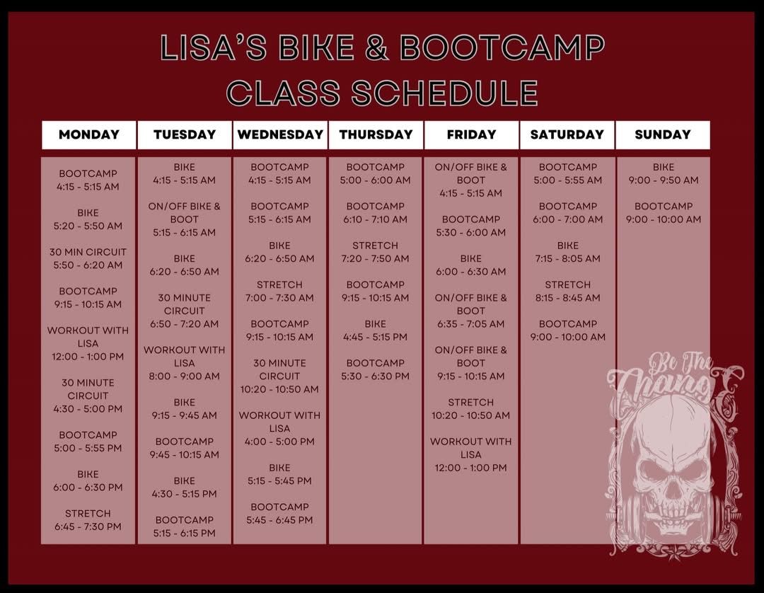 Bike and Bootcamp Class Schedule