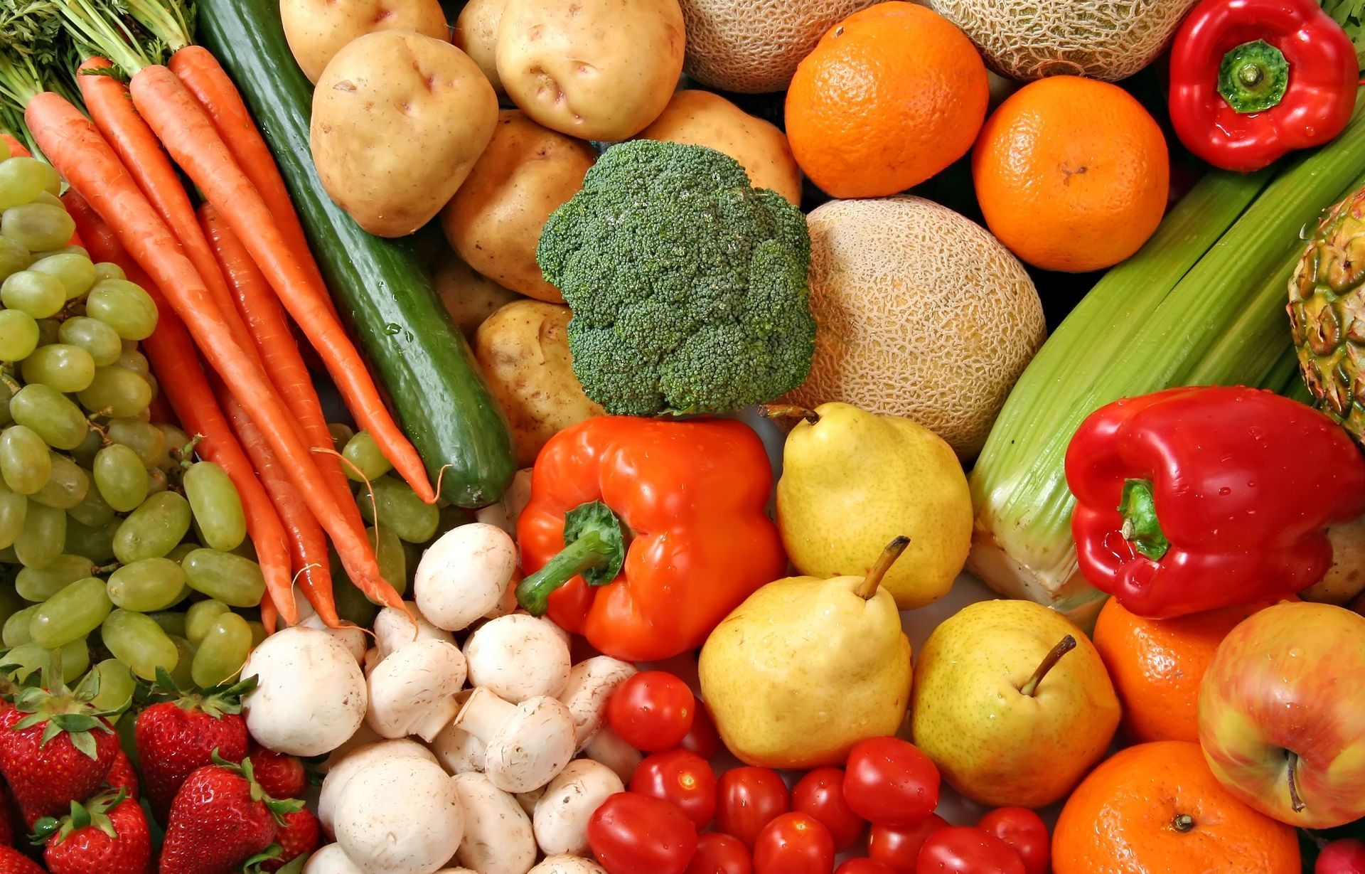 A variety of fruits and vegetables on a table