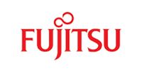 The red Fujitsu logo on a white background, featuring the stylized infinity symbol above the letters 'j' and 'i'.