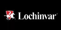 Lochinvar logo with a white knight riding a horse on a red shield next to the brand name in white text on black.