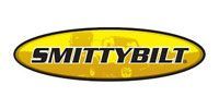 Smittybilt logo: black text on yellow oval with silhouette of vehicle.