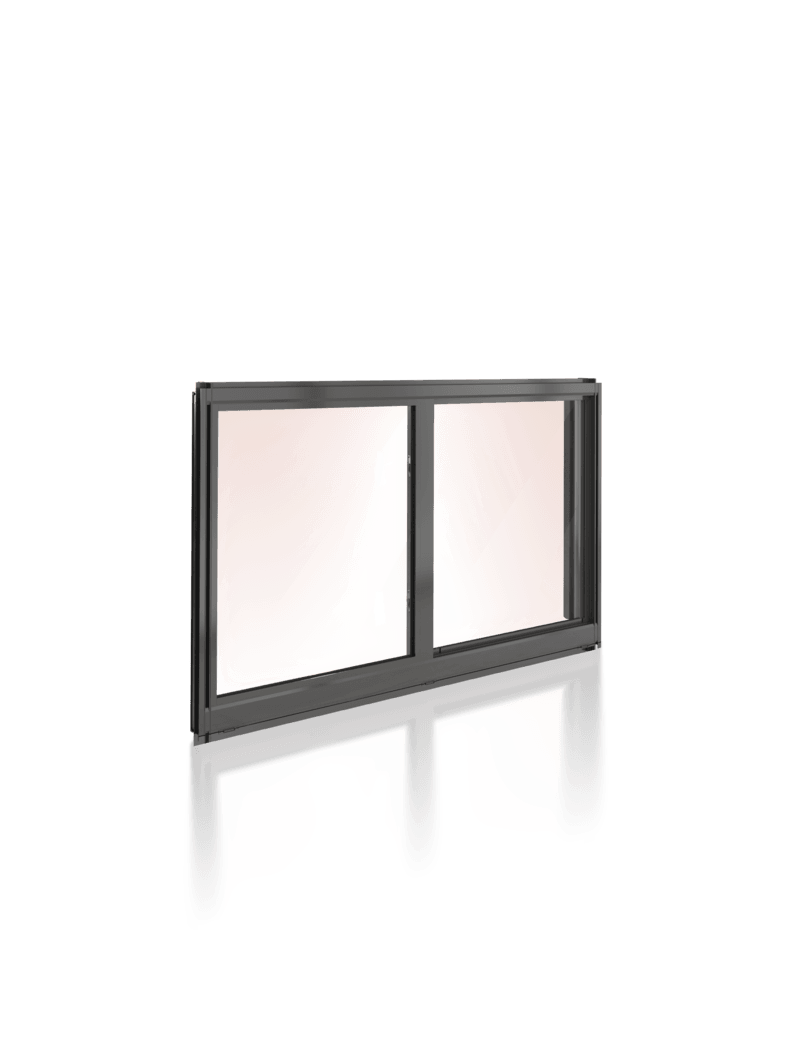 A picture of a sliding glass window on a white background.