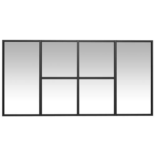 A window with a glass and black frame