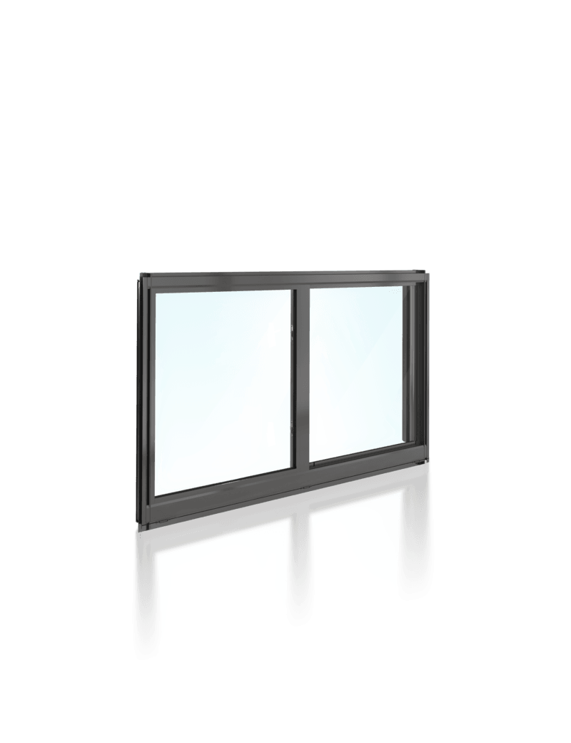 A picture of a sliding glass window on a white background.