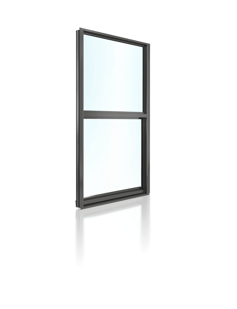 A picture of a window with a black frame on a white background.