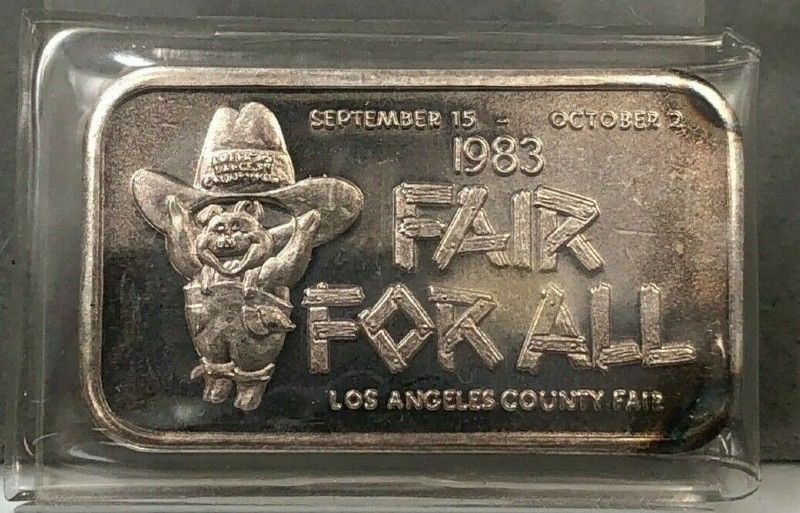 A silver bar from the 1983 fair for all los angeles county fair