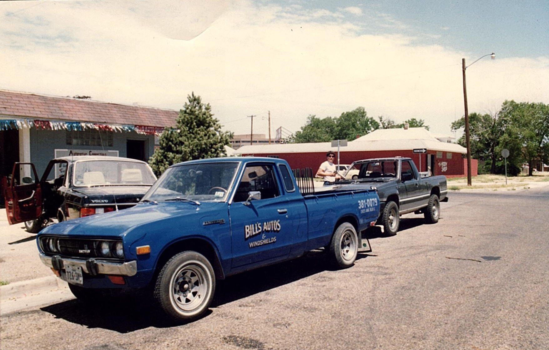 A blue pickup truck