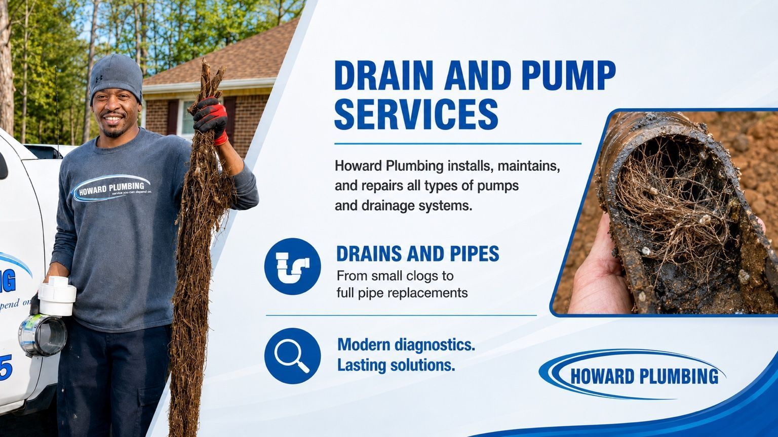 Drain and pump services ad