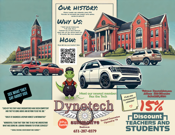 An advertisement for a car dealership called dynotech