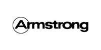 A black and white logo for armstrong on a white background.