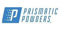 Prismatic Powders logo with blue stylized “P” icon and wordmark on white background