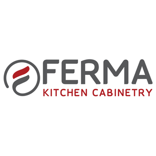 FERMA Kitchen Cabinetry logo in gray and red on a white background