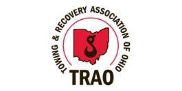 Logo for Towing & Recovery Association of Ohio, with a red Ohio outline and tow hook.
