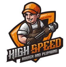 A logo for high speed rooter and plumbing