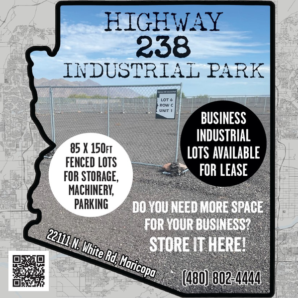 An advertisement for highway 238 industrial park in arizona