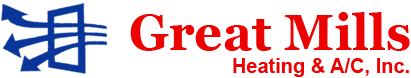 The logo for great mills heating and a/c inc.