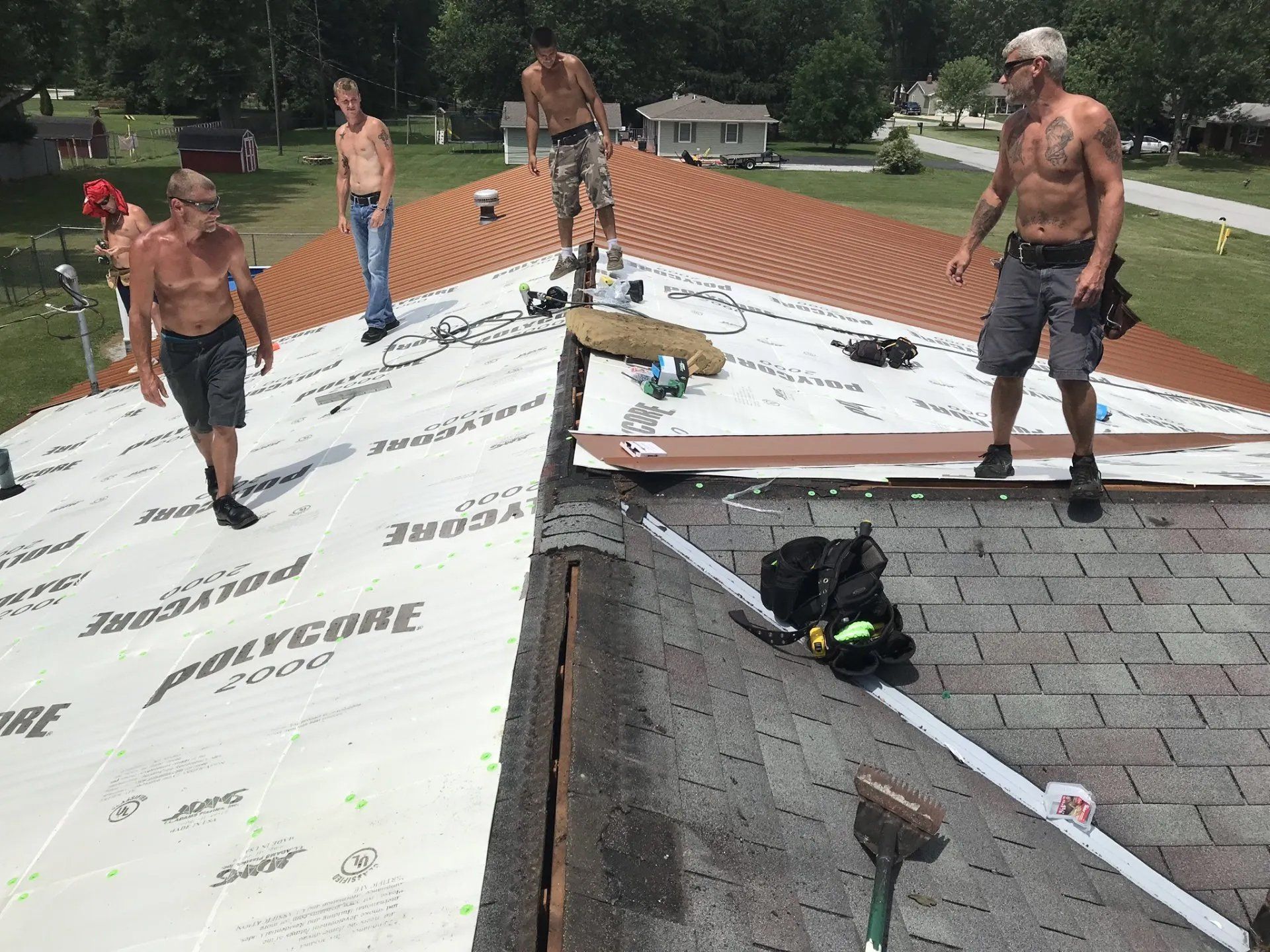 Roof repair with the crew