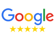 Google logo with five yellow stars