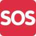 Red SOS button icon with white “SOS” text.