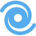 Blue spiral logo on a white background