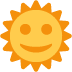 Orange smiling sun icon with rays on a white background