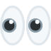 Cartoon pair of wide-open eyes looking forward on a white background