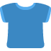 Blue short-sleeve T-shirt icon with a rounded collar on a white background