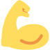 Yellow flexed bicep emoji icon on a white background