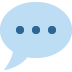 Light blue chat bubble with three dark blue dots on white background