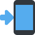 Blue arrow pointing to a smartphone with a blue screen