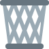 Gray trash can icon with a crisscross pattern on the bin and blue lid