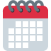 Red spiral-bound calendar icon with a white grid on a light gray background