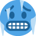 Blue anxious face emoji with clenched teeth and sweat drops
