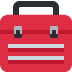 Red toolbox icon with black handle and silver latches, and three horizontal silver stripes.