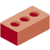 Red rectangular toy brick with three round studs on top