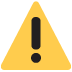 Yellow warning triangle with black exclamation mark on a white background