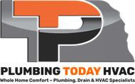 Plumbing Today HVAC logo with orange and black “PT” and gray Arizona silhouette