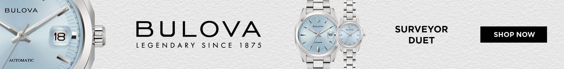 Bulova watch advertisement with watch face detail, logo, and SUMMERVIVE promotion.