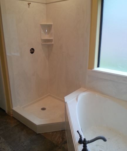 Cultures marble shower enclosure and whirpool tub